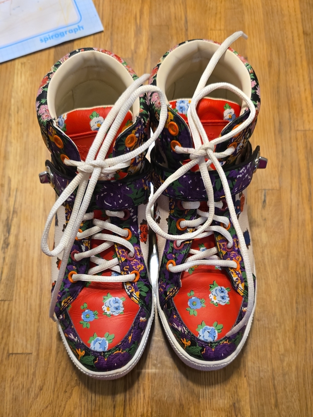 Coach Ladies Floral Red and Purple Low-Top Sneakers